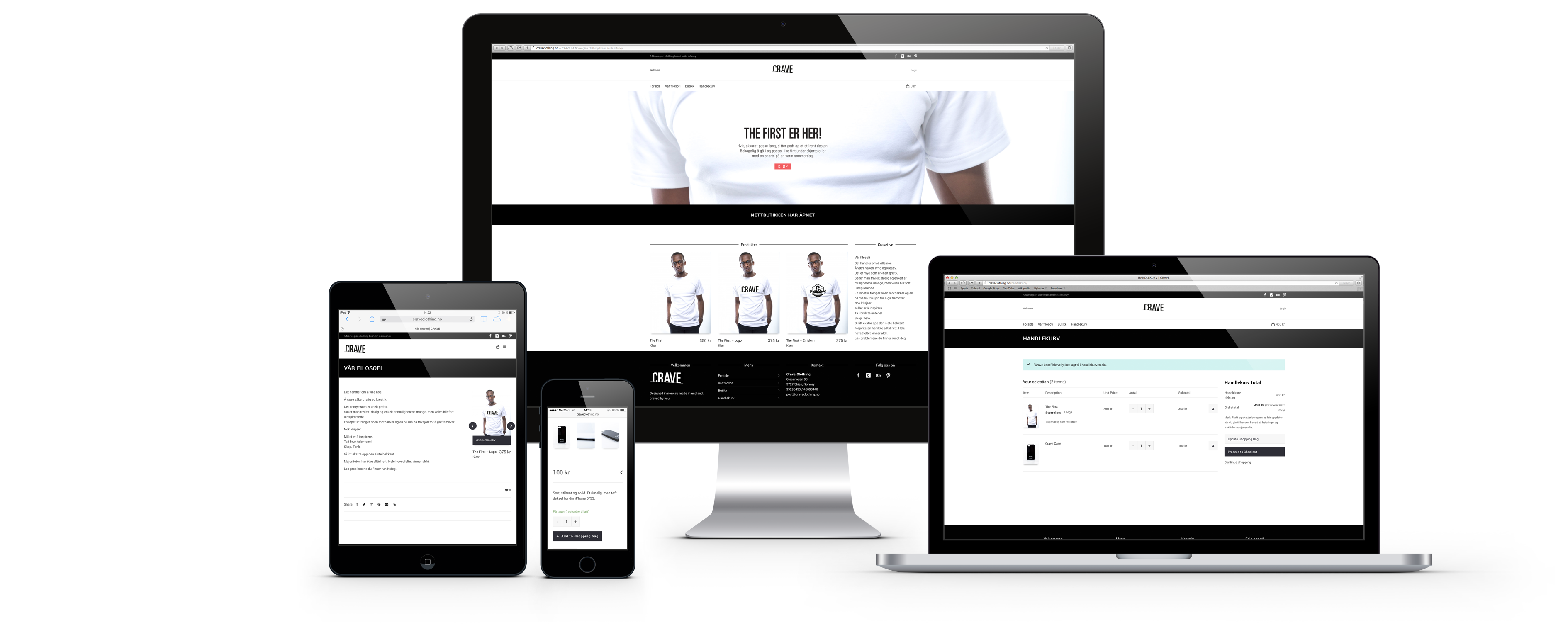 Crave Clothing — på laptop og mobil