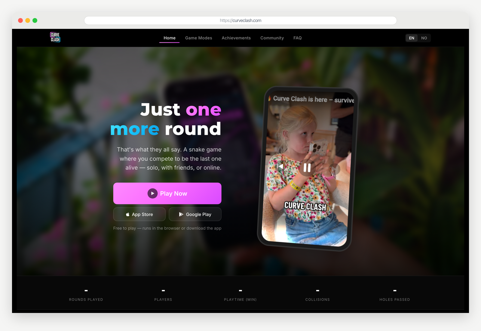 Curve Clash — på laptop og mobil