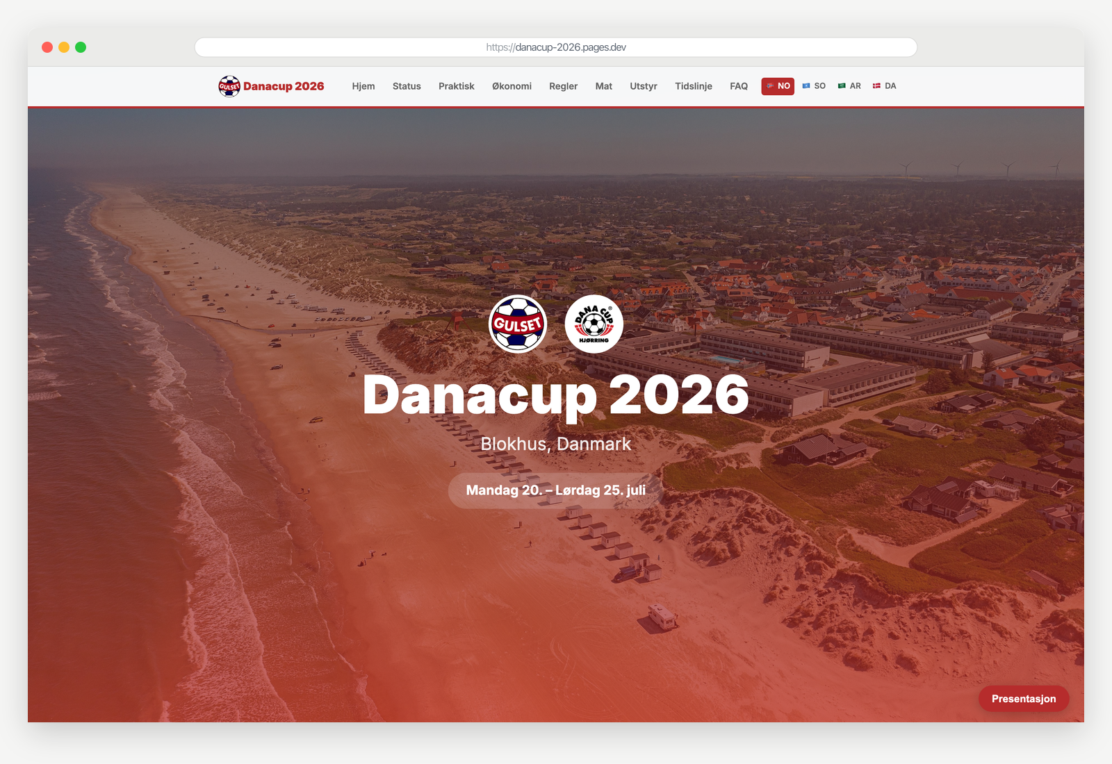 Dana Cup 2026 — på laptop og mobil