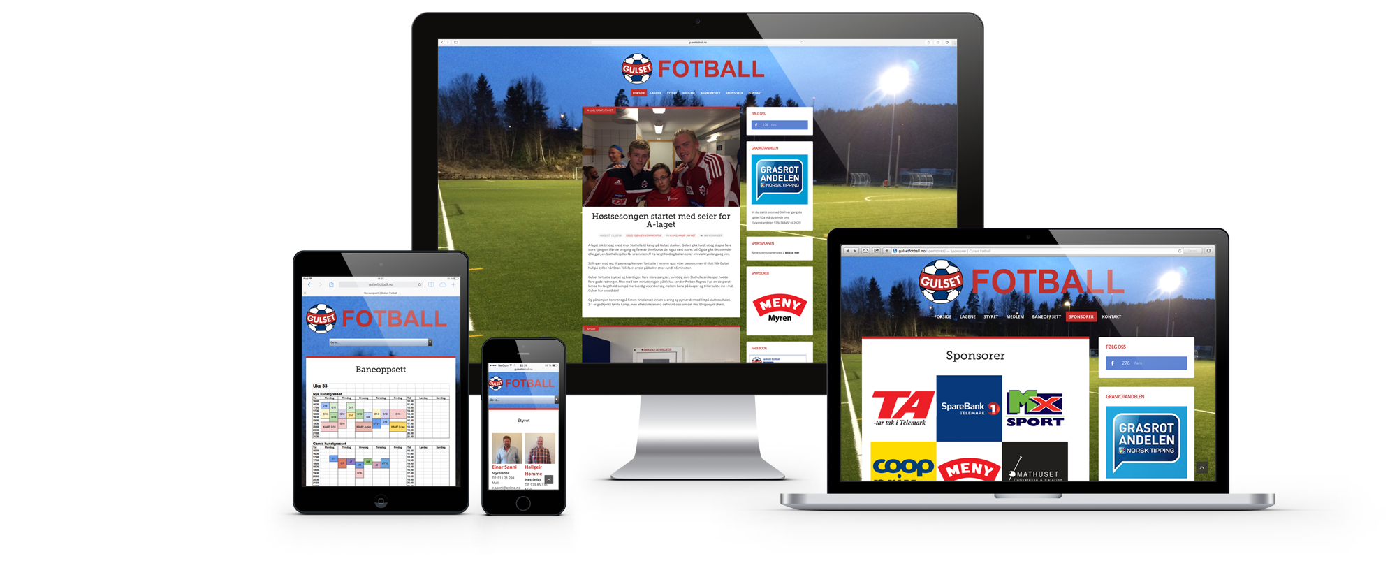 Gulset Fotball — device-mockup