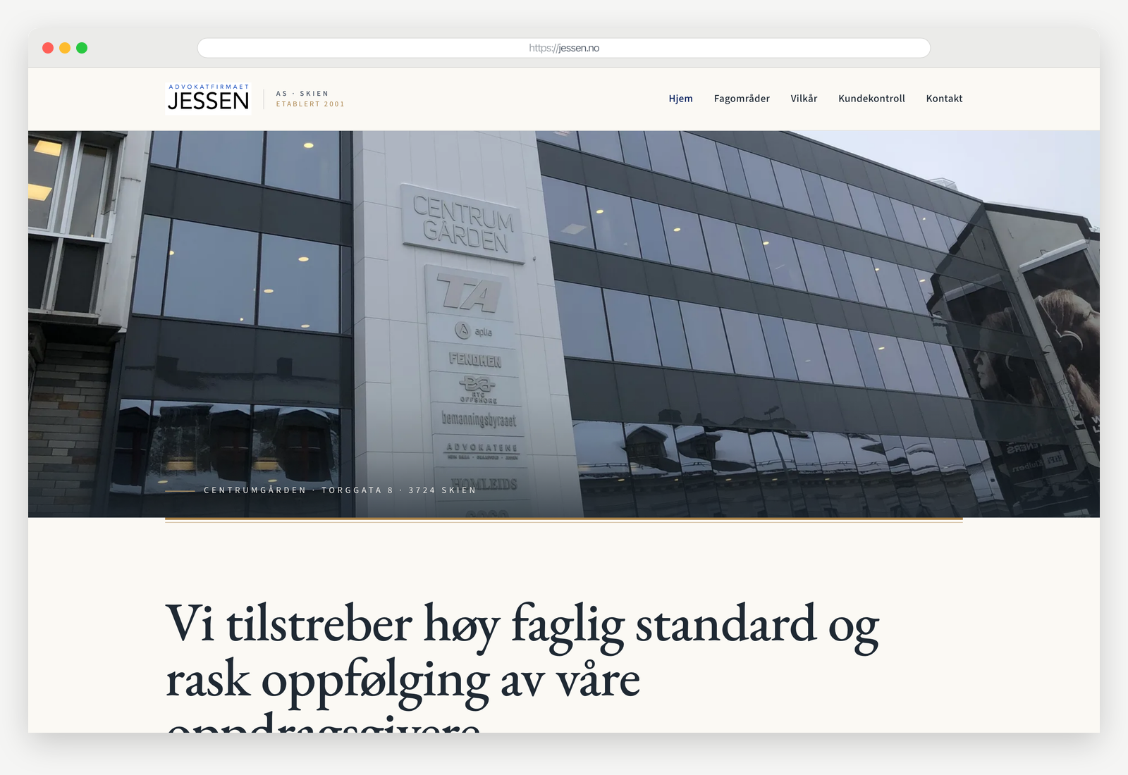 Advokatfirmaet Jessen — på laptop og mobil