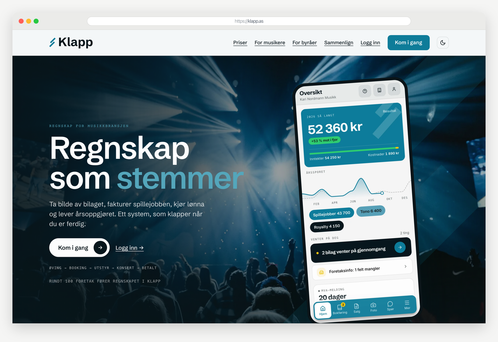 Klapp — på laptop og mobil
